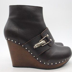 See By Chloe Brown Ankle Boots with Silver Accents